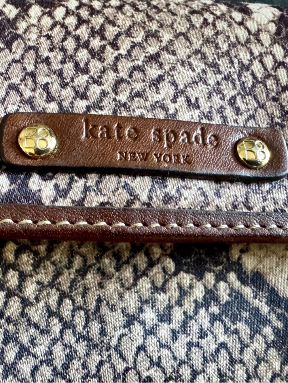 kate spade Snake-Print Wallet in Brown and Cream with Gold Hardware - Picture 2 of 5